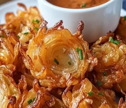 Air fryer crispy mini blooming onions ready for guilt-free snacking