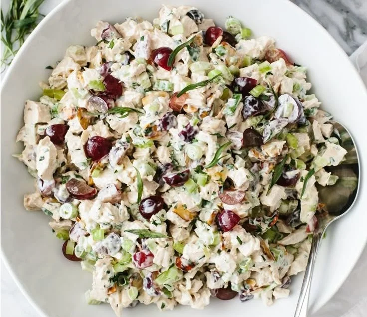 Delicious and fresh best chicken salad served in a bowl