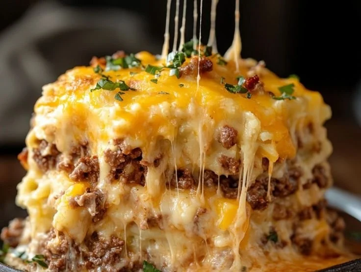 Delicious Cattle Drive Casserole served in a rustic dish