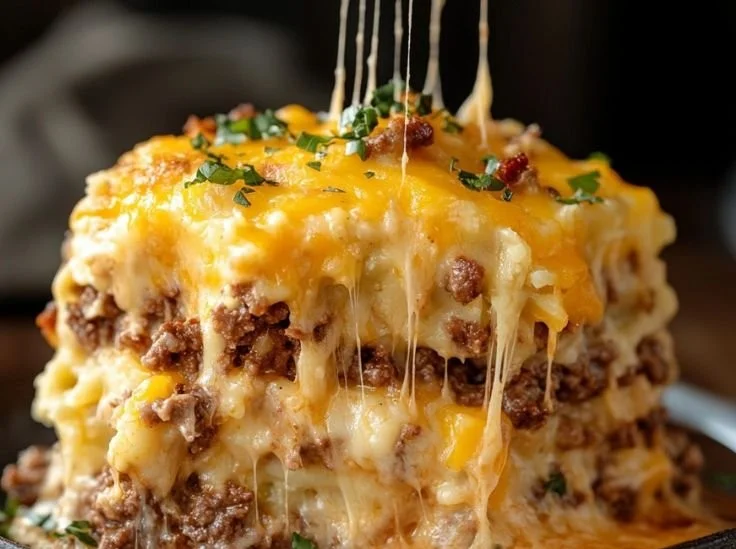 Delicious Cattle Drive Casserole served in a rustic dish