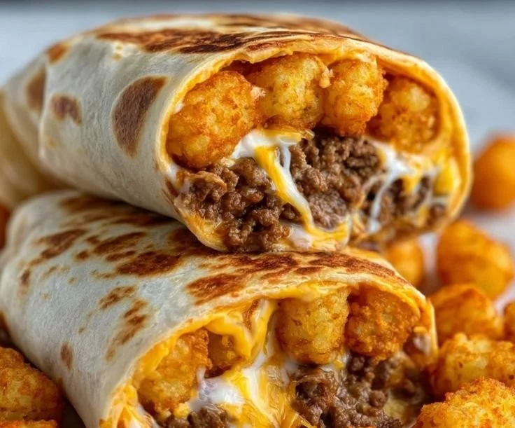 Delicious cheesy potato burritos served with toppings