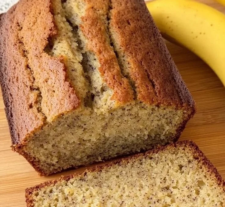 Homemade classic banana bread baked in a bread machine.