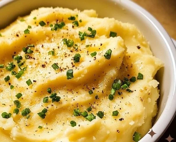 Delicious creamy garlic mashed potatoes served in a bowl for Easter dinner