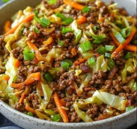 Delicious egg roll in a bowl recipe with vegetables and protein