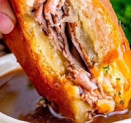 Delicious French dip sliders with savory beef and rich au jus