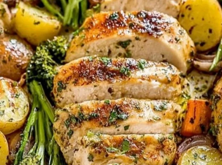 Plate of Garlic Butter Chicken with mixed veggies