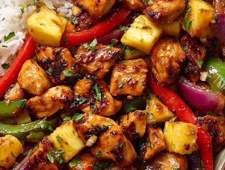 Hawaiian Chicken Sheet Pan recipe with vibrant vegetables and juicy chicken.