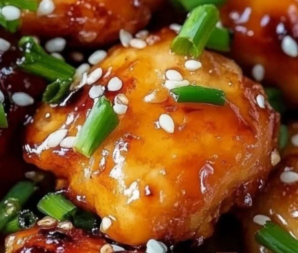 Delicious Honey Garlic Chicken served with vegetables on a plate.