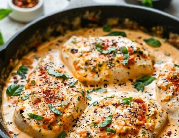 Delicious Marry Me Chicken served with creamy sauce and herbs
