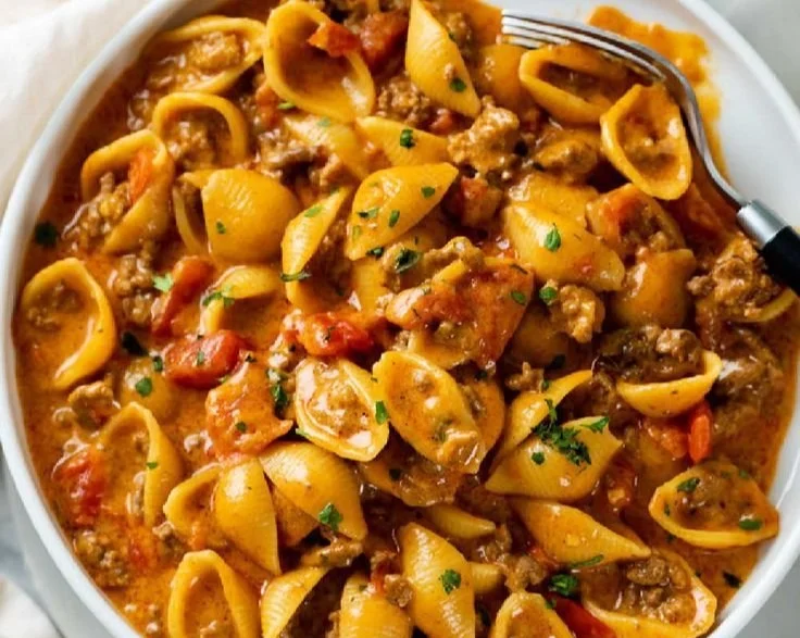 Delicious Taco Pasta dish served in a bowl with toppings.