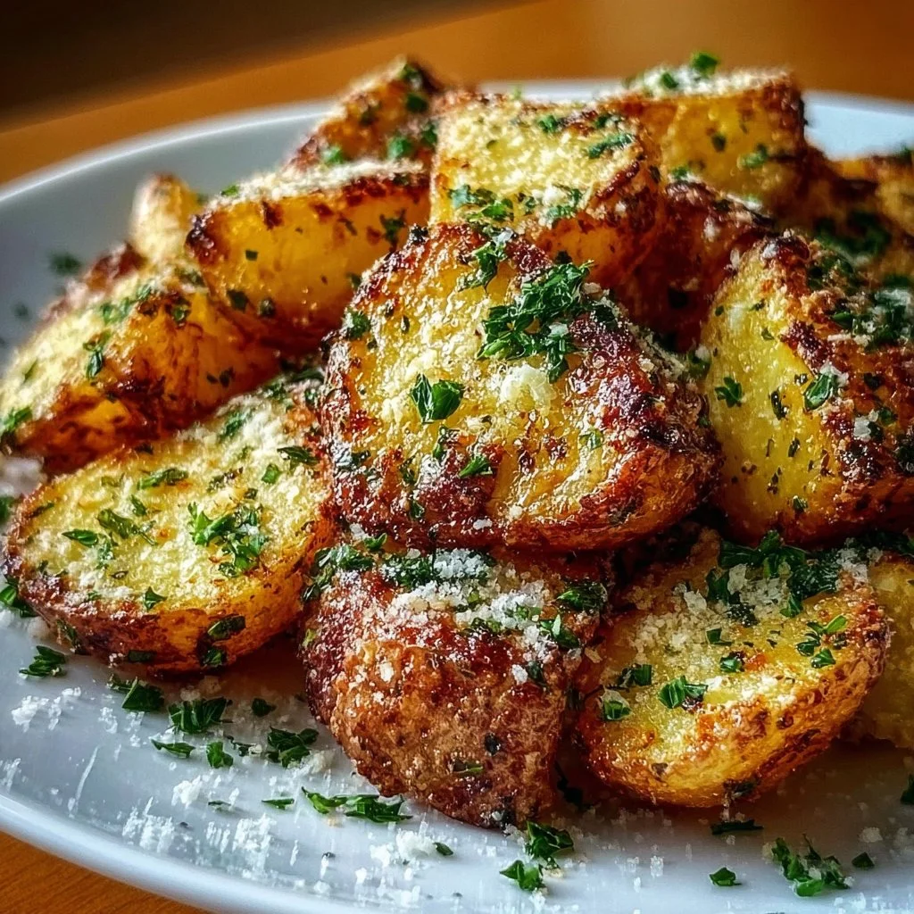 Air Fryer Baked Garlic Parmesan Potatoes