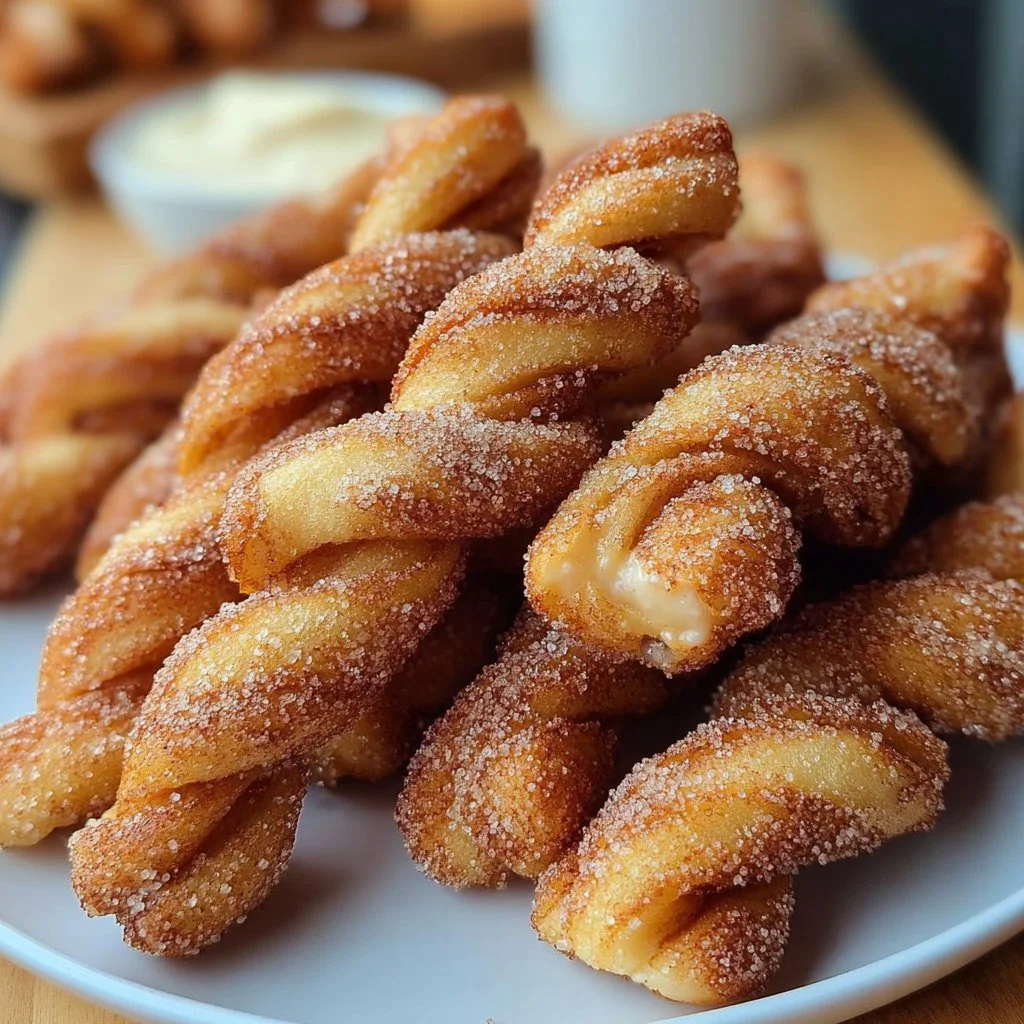 Air Fryer Cinnamon Sugar Twists with Cream Cheese Dip