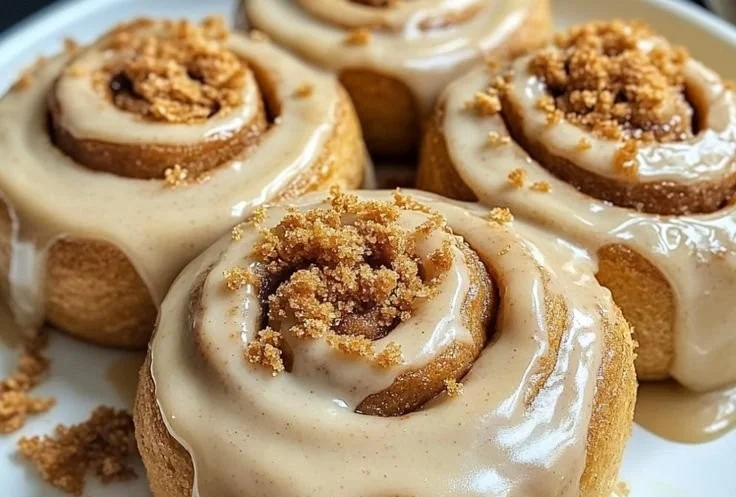 Delicious Biscoff cookie butter cinnamon rolls ready to enjoy