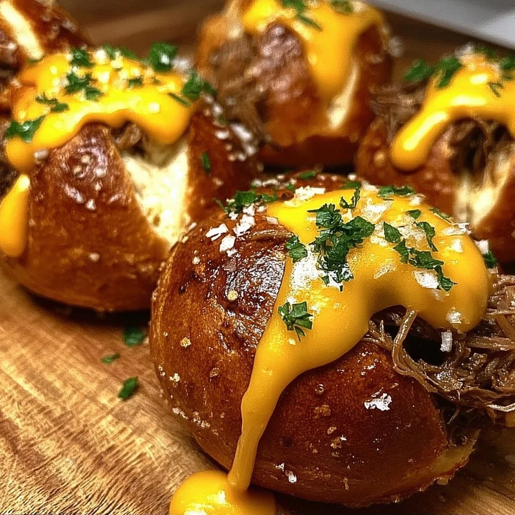 Brisket & Beer Cheese Pretzel Bombs