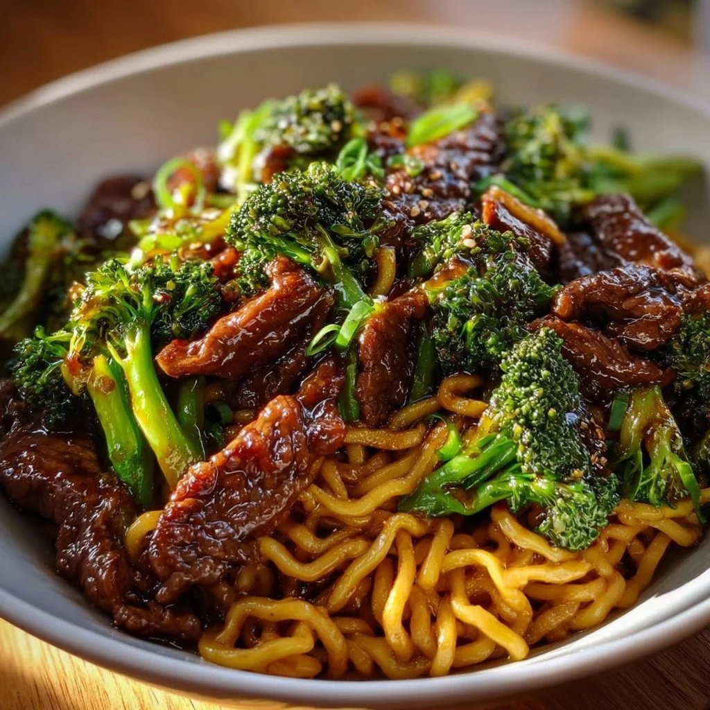 Chinese Crispy Beef & Broccoli Noodles