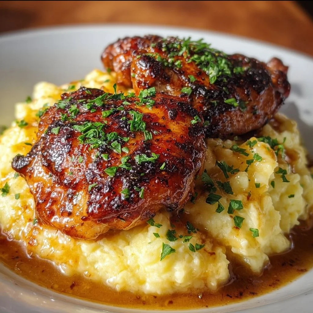 Chipotle Honey Chicken Thighs with Smoked Gouda Mashed Potatoes