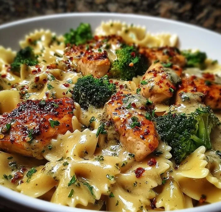 Cowboy Butter Lemon Bowtie Chicken with Broccoli