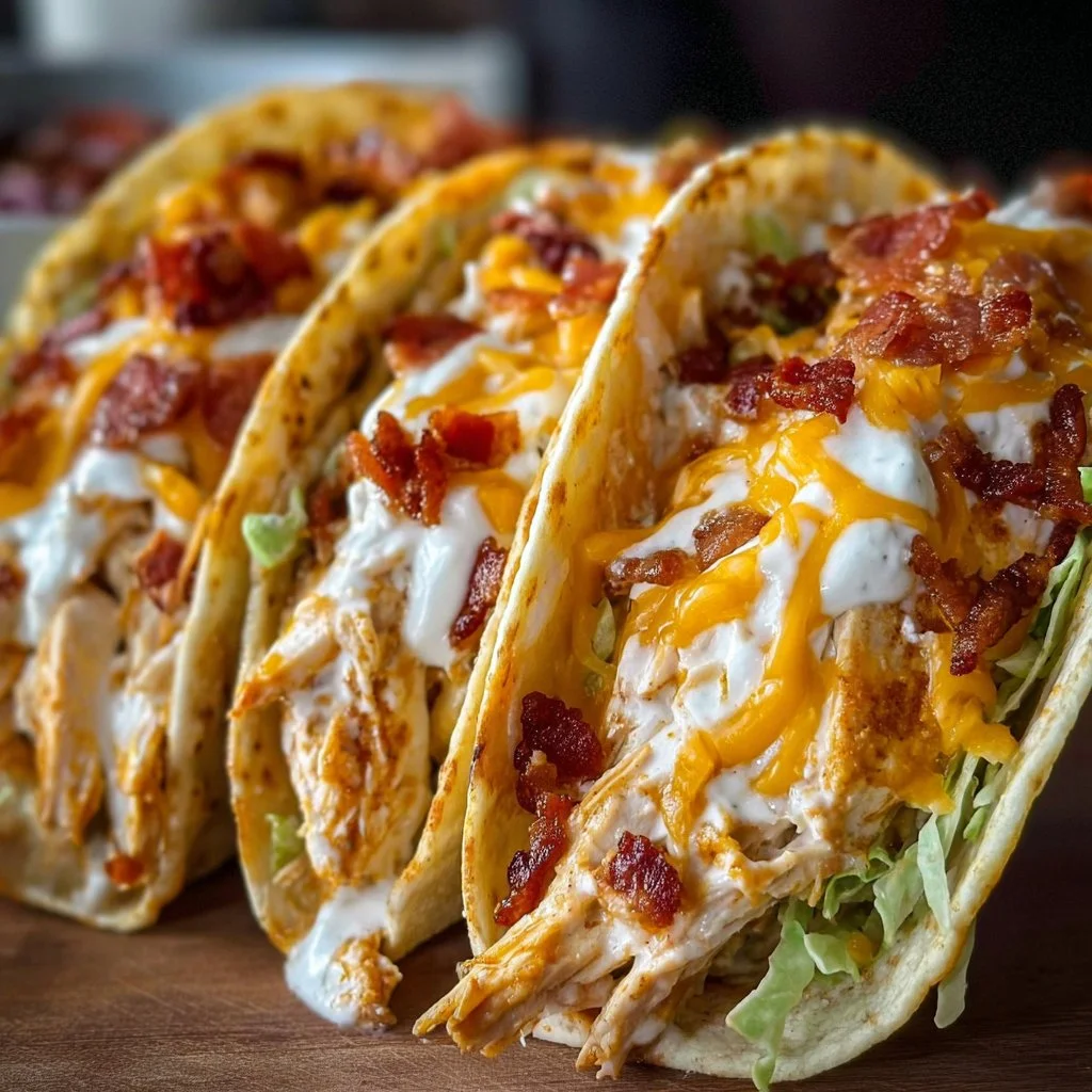 Creamy Cheddar Ranch Chicken Tacos
