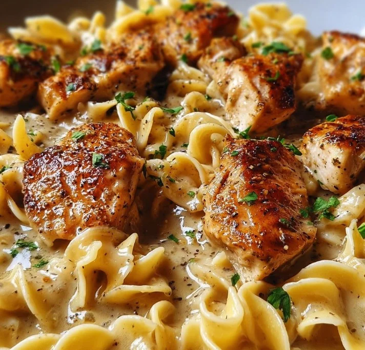 Creamy Garlic Butter Chicken with Egg Noodles