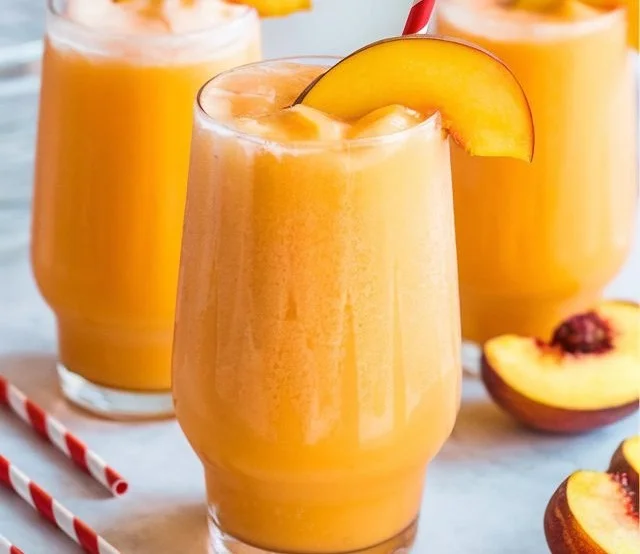 Delicious homemade peach slurpees served in cups