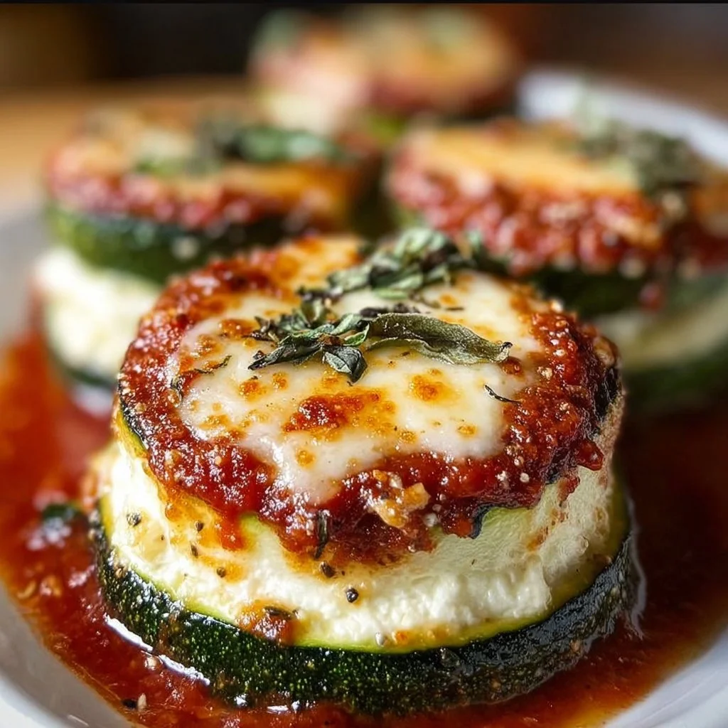 Layered Zucchini Ricotta Melts with Marinara