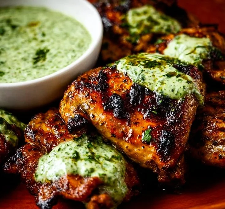 Peruvian Grilled Chicken with Creamy Green Sauce