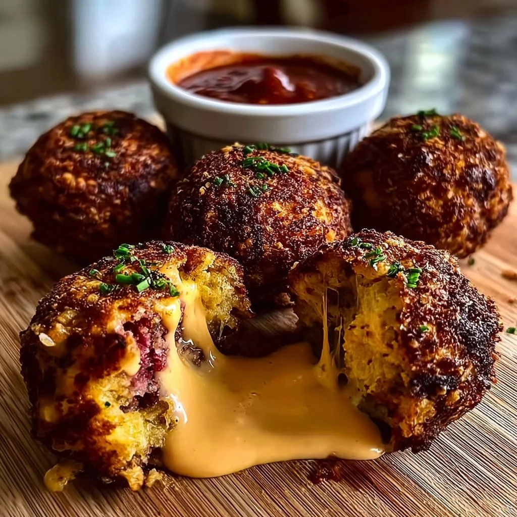 Reuben Balls with Spicy Thousand Island Dipping Sauce