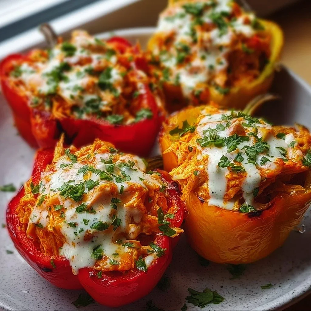 Spicy Buffalo Chicken Stuffed Peppers